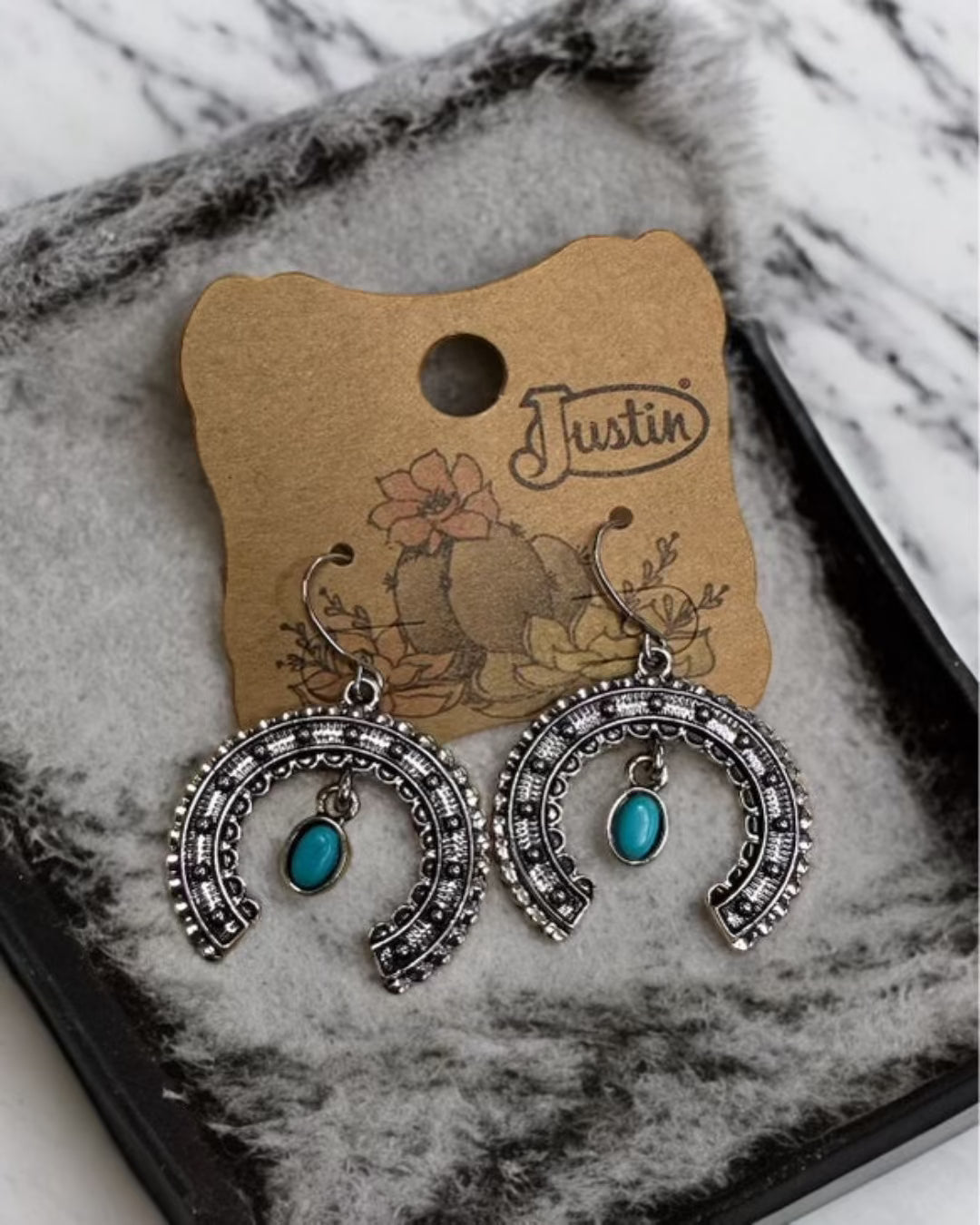 Gold African Turquoise Horseshoe Earrings offers