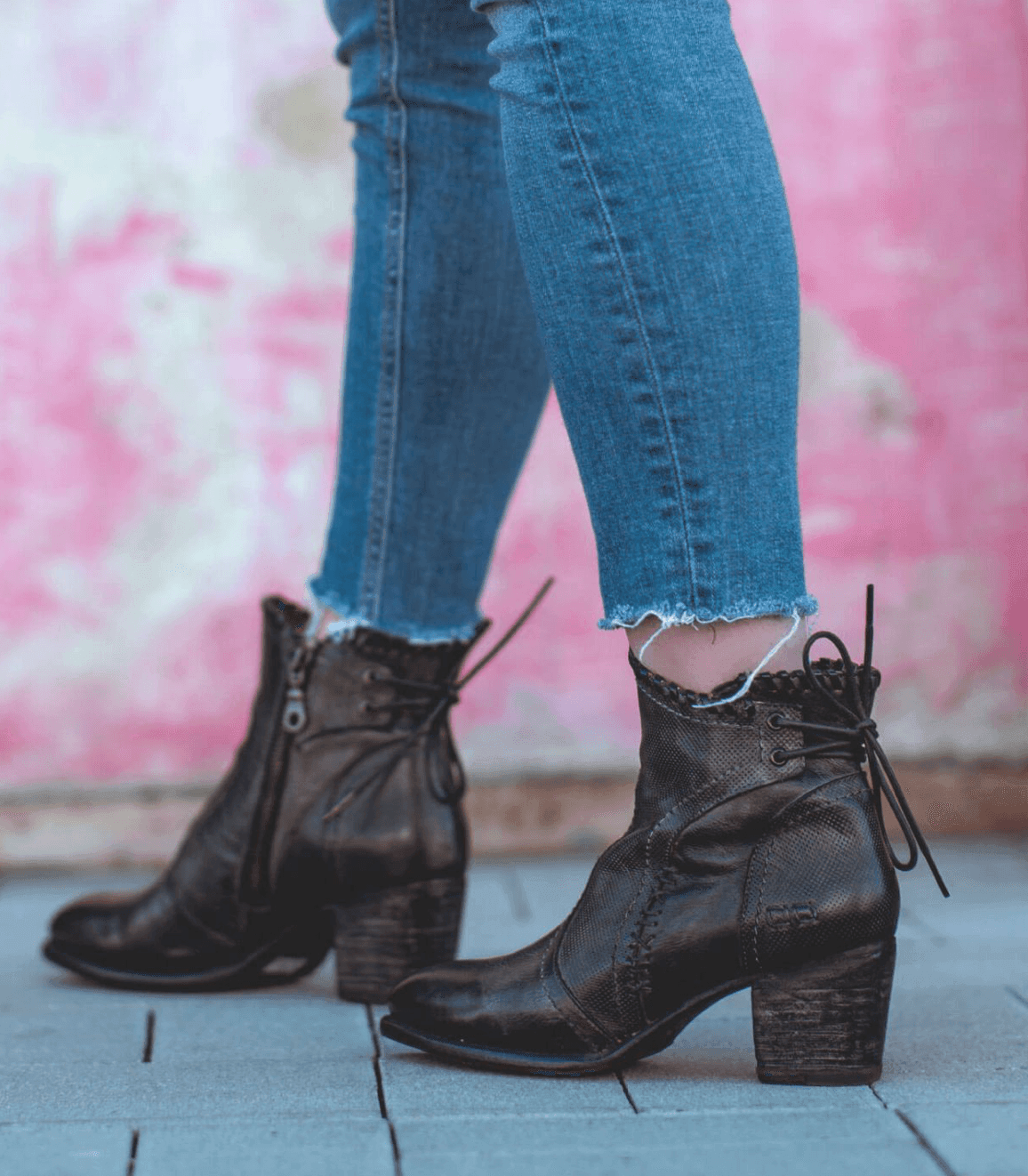 Bed Stu Binary Black Leather Distressed Boots Womens store 8.5 Made in Mexico