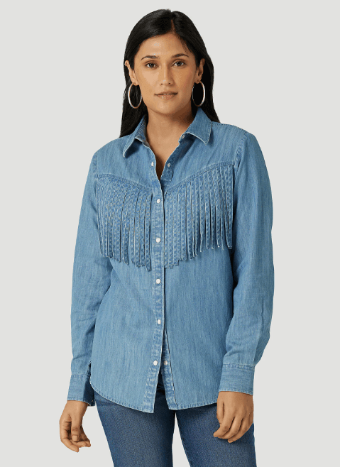 Vintage high quality 70's Lady Wrangler Blue Button-Up Top