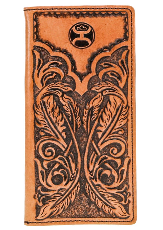 Tan Hand Tooled high quality Leather Wallet