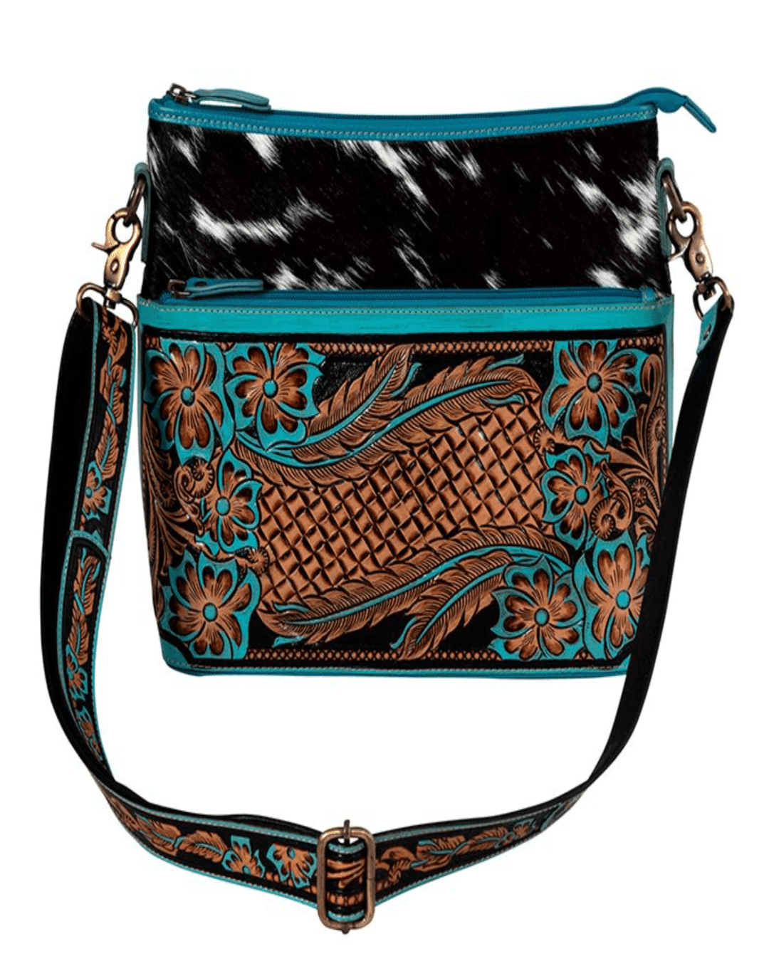 Fringe Myra Bag Leopard genuine Cowhide embossed Leather outlet turquoise large tote