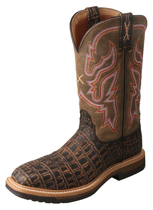 Twisted X Women's Caiman Print Composite Square Toe Work Boots WLCC001