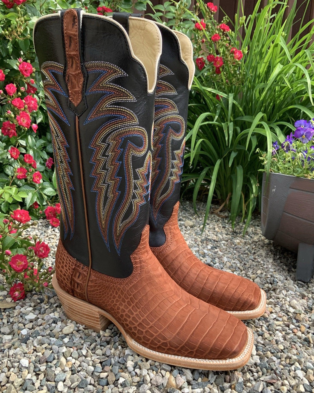R. Watson Cognac Sueded Nile Crocodile Western Boots RW9012 – Painted Cowgirl Western Store