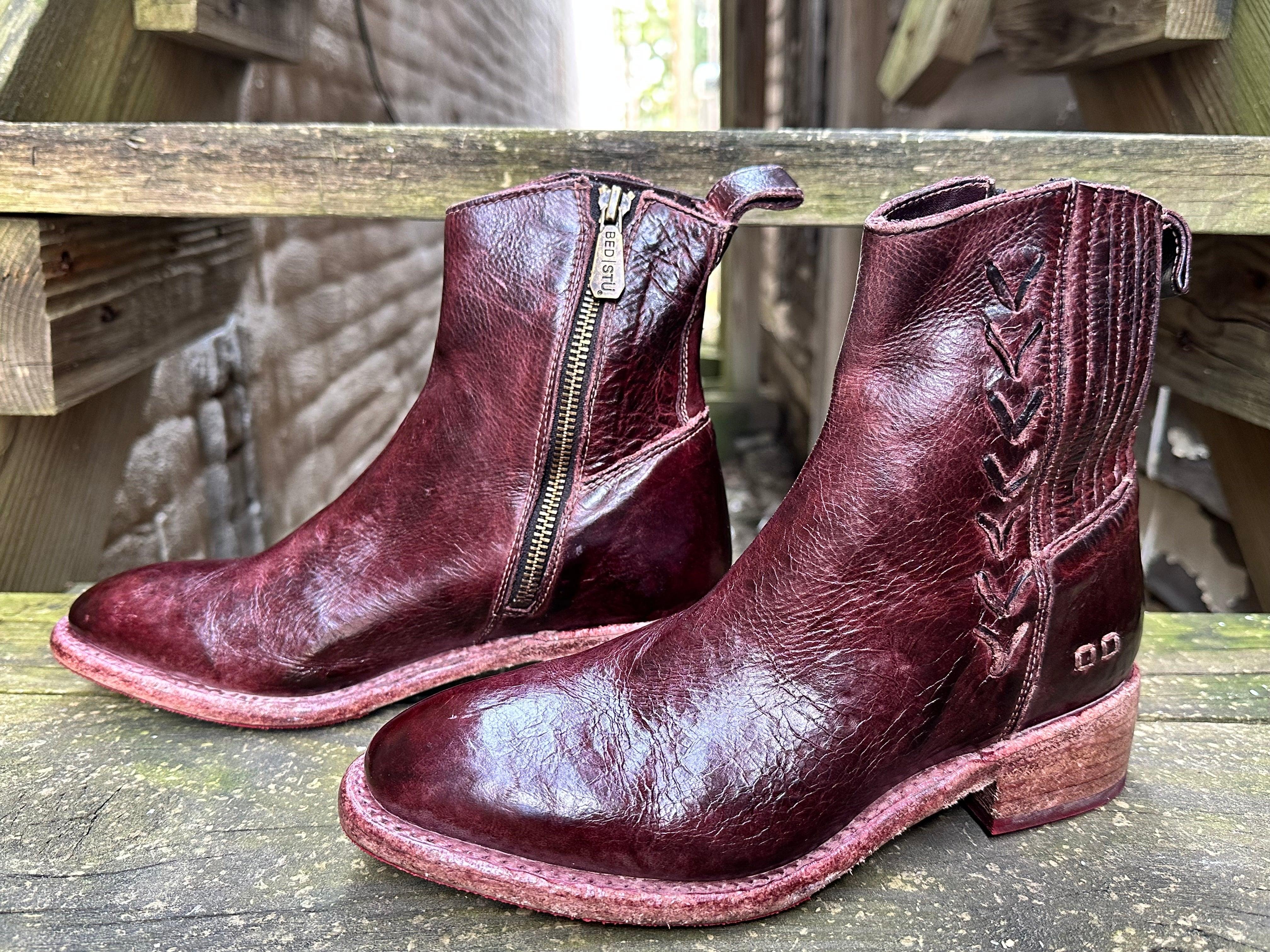 Bed Stu Women s Alina Merlot DD Tremolo Ankle Boots F393108 Painted Cowgirl Western Store