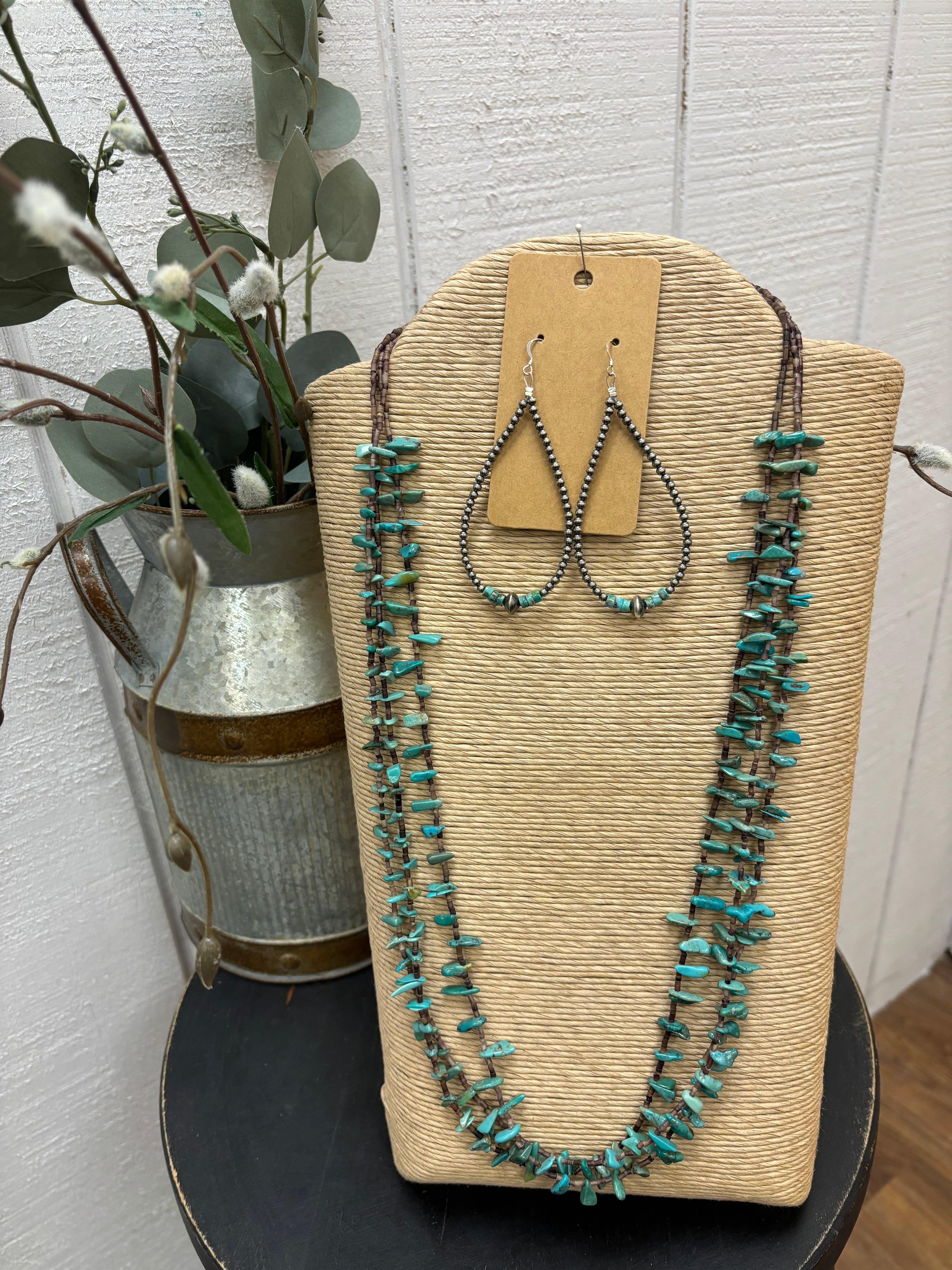 Arizona Kingman Turquoise Necklace, Gold Vermeil Spacer Beads Turquoise Slices outlet Southwest American Indian Style Beads, Boho Jewelry, Handmade