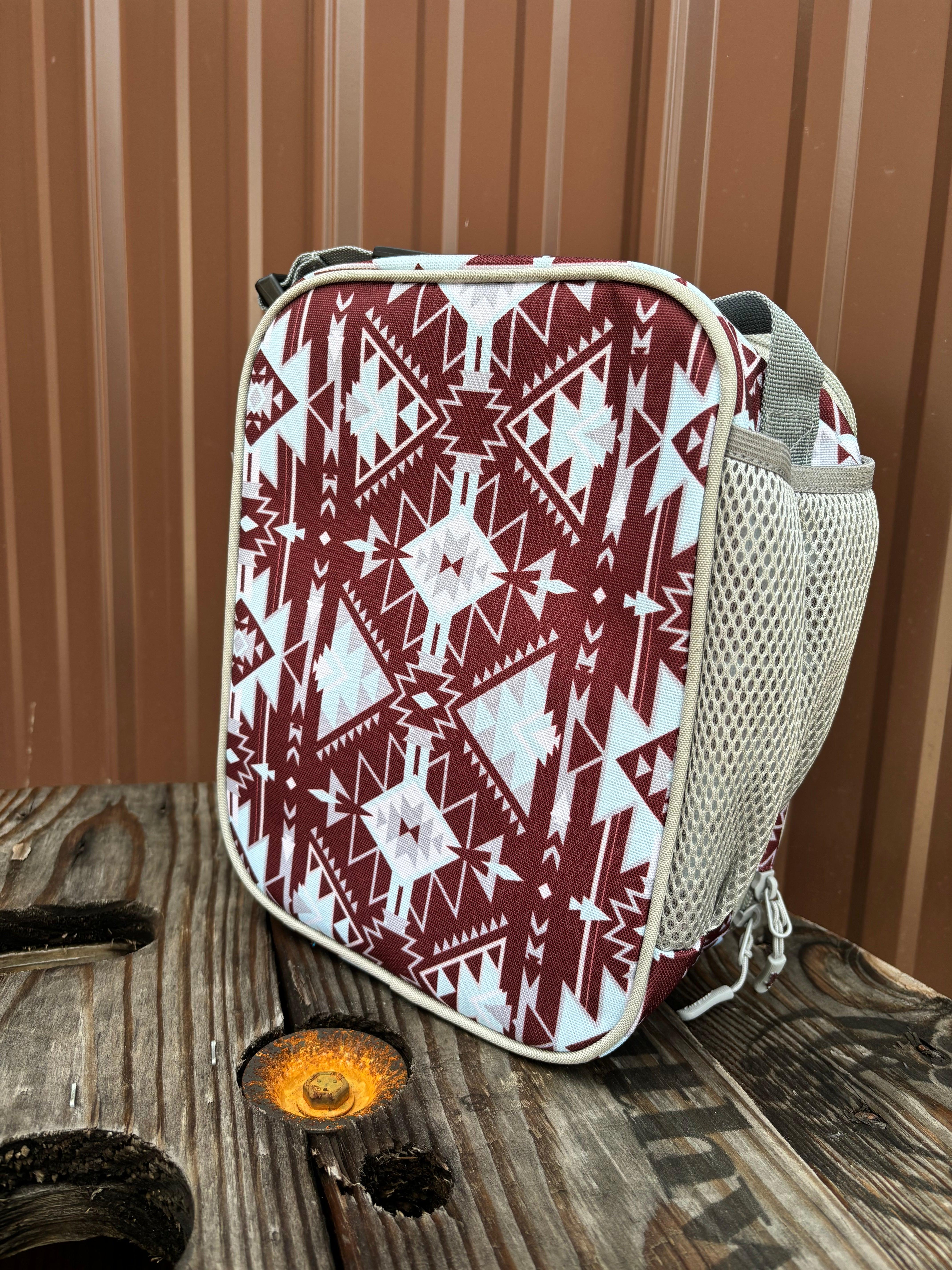 Hooey Burgundy Southwestern Aztec Print Lunch Box HLB005 BUGY Painted Cowgirl Western Store