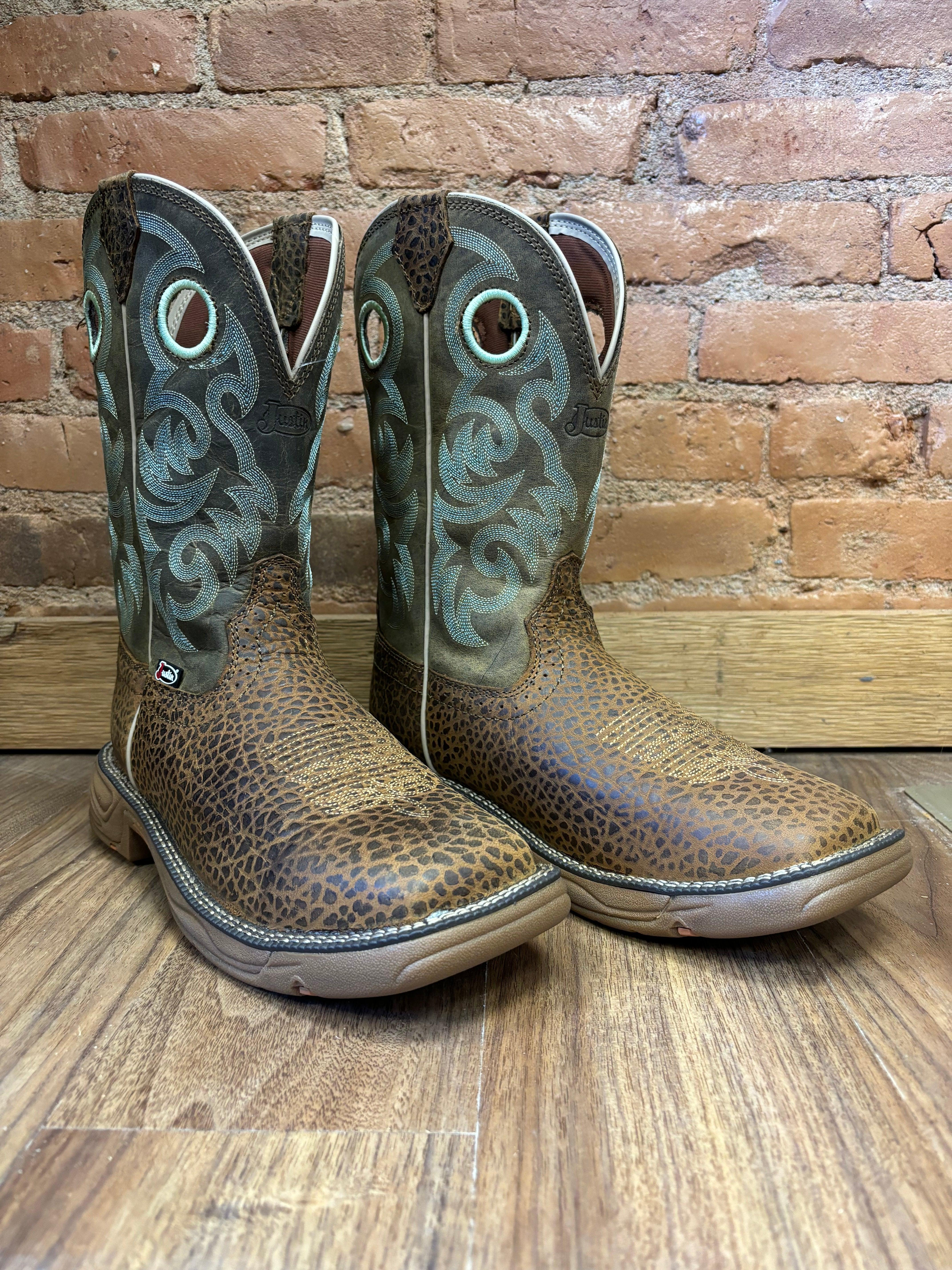 Justin ostrich work outlet boots