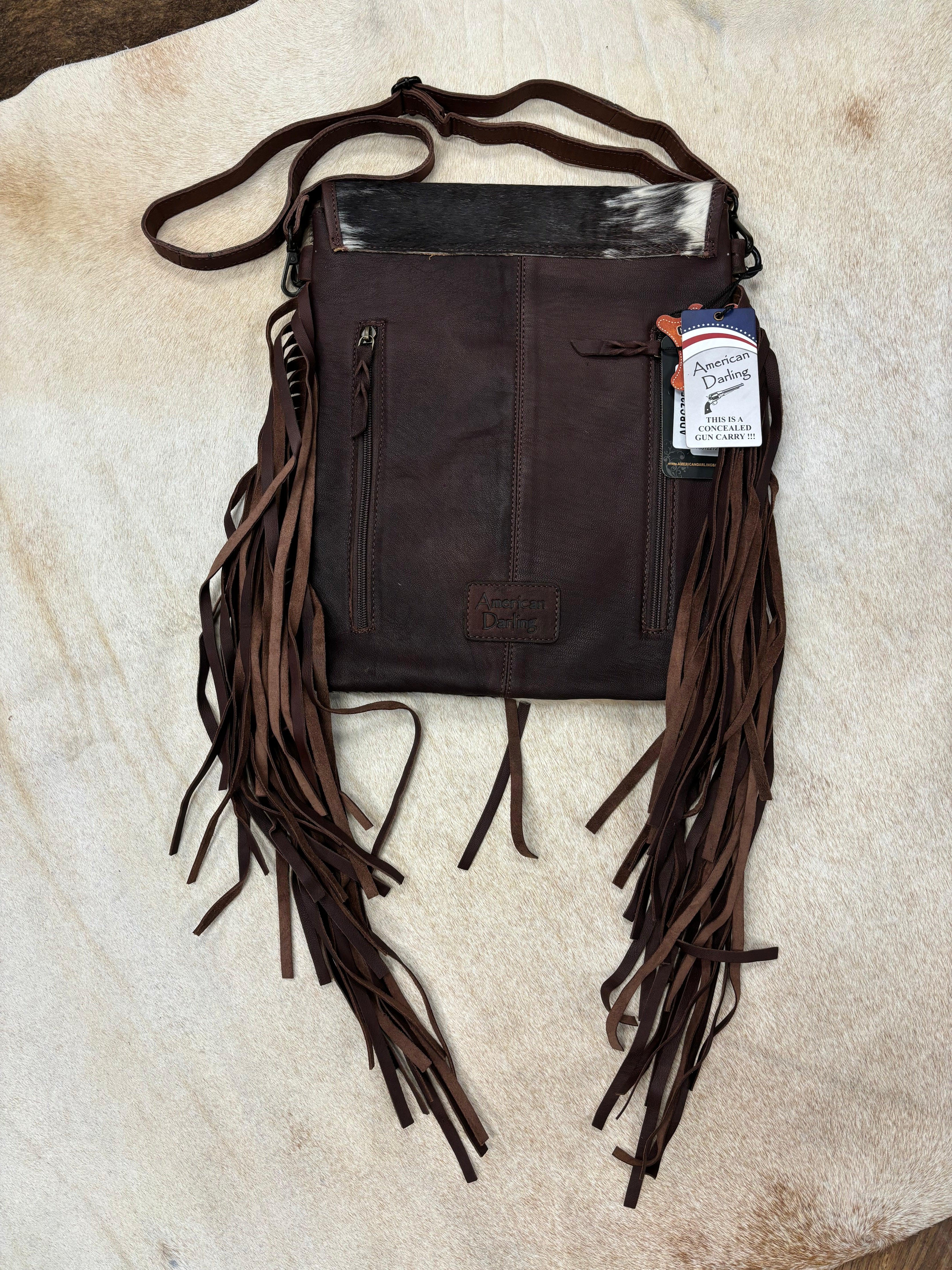 America selling West cowhide satchel with cellphone case