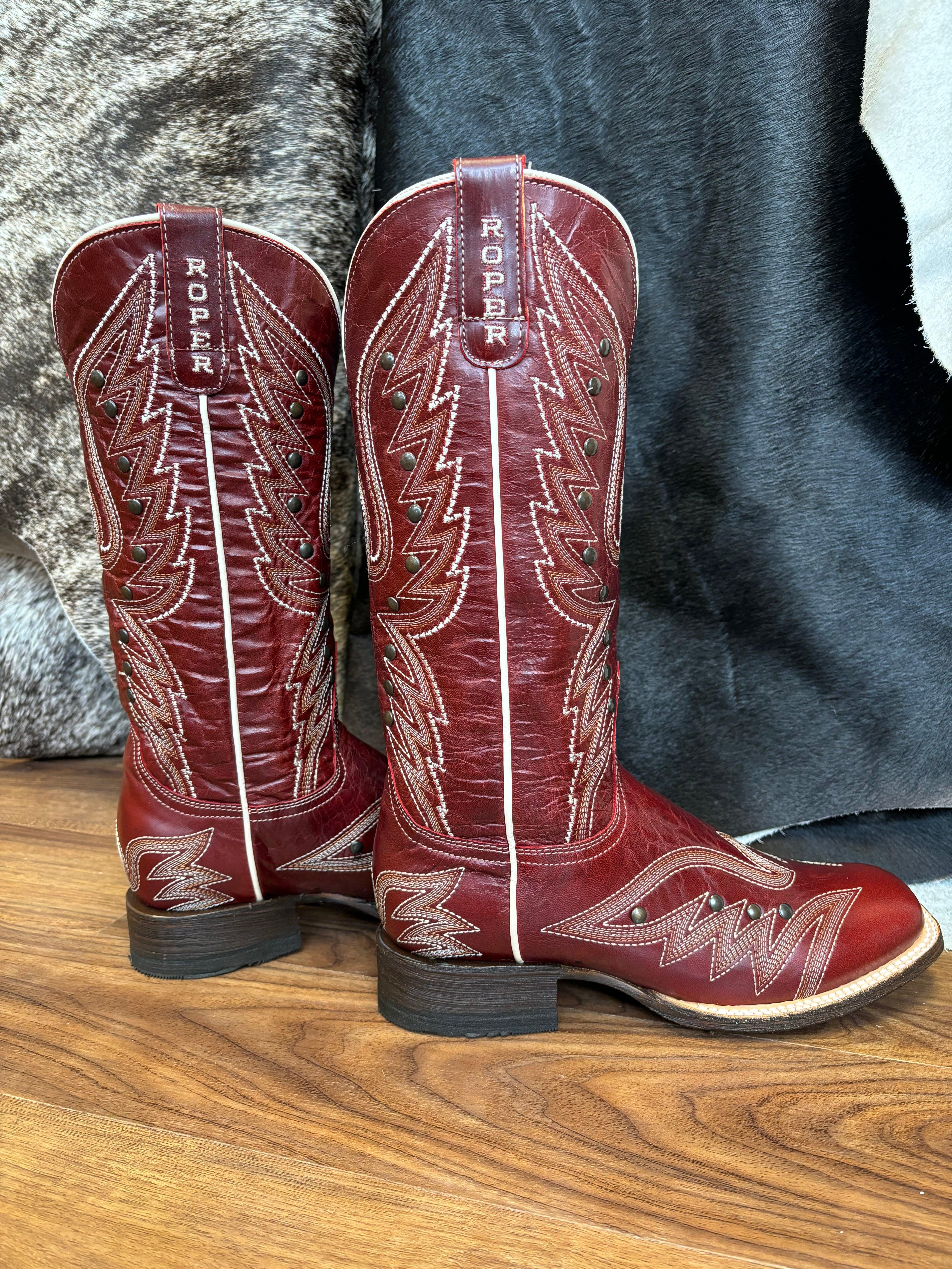 Roper Women s Brandy Vintage Red Square Toe Cowgirl Boots 7015 8631 Painted Cowgirl Western Store