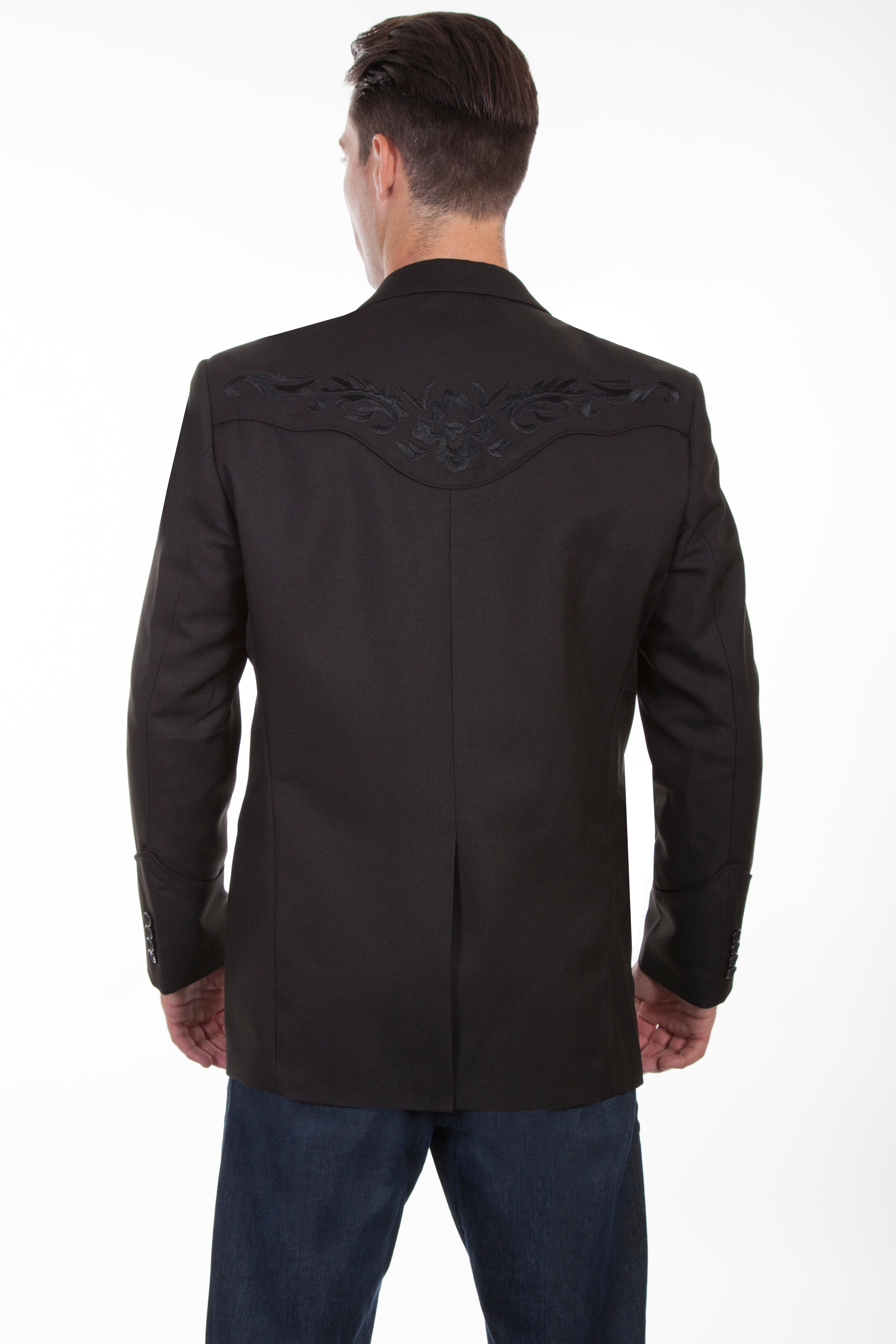Scully Men s Black Floral Tonal Embroidery Western Blazer P 733 Painted Cowgirl Western Store