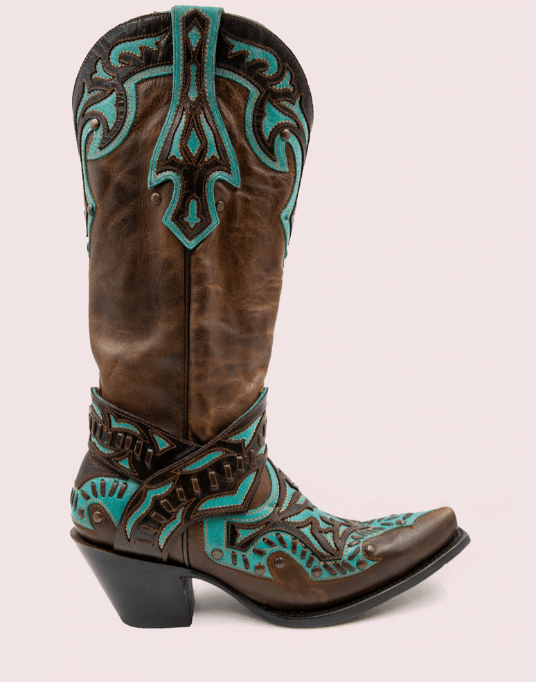 Black and teal cowboy boots shop