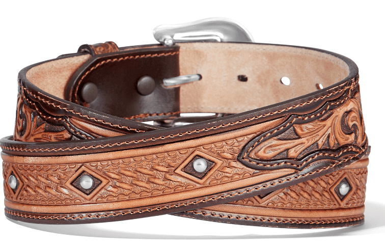 Men’s Tony Lama Belt Silver Buckle online Embossed Cutout Leather Design