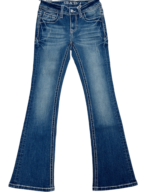 Girls Grace In LA blue boot order cut jeans