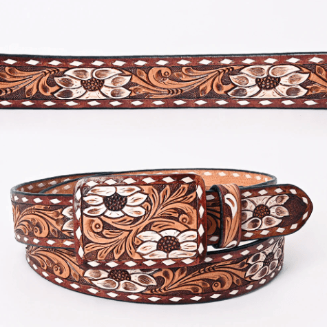 Personalized Genuine Leather Western Hand Tooled and Hand Painted Floral Belt with Removable Buckle hotsell AF30HQ005