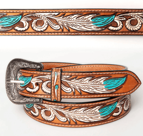 Signed authentic hand-tooled leather painted art