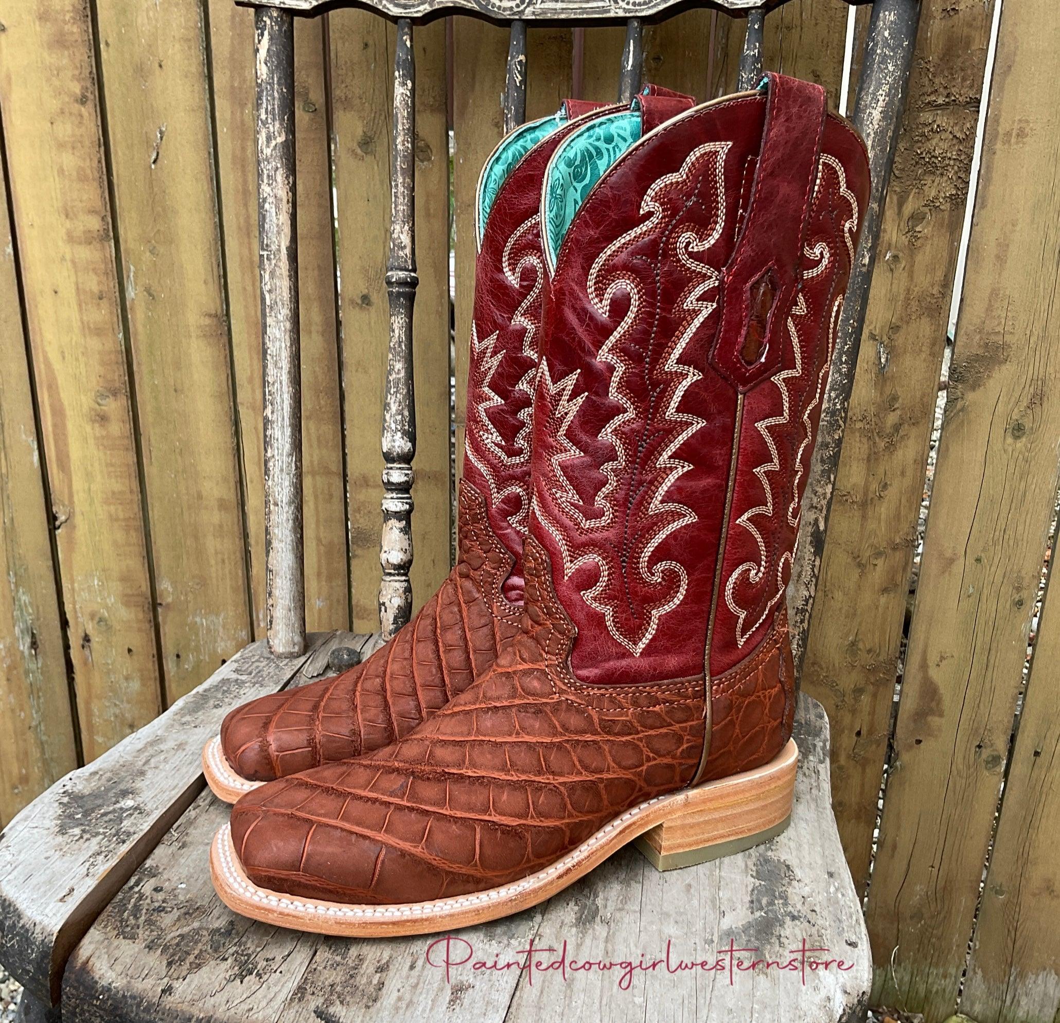 Alligator square best sale toe cowboy boots