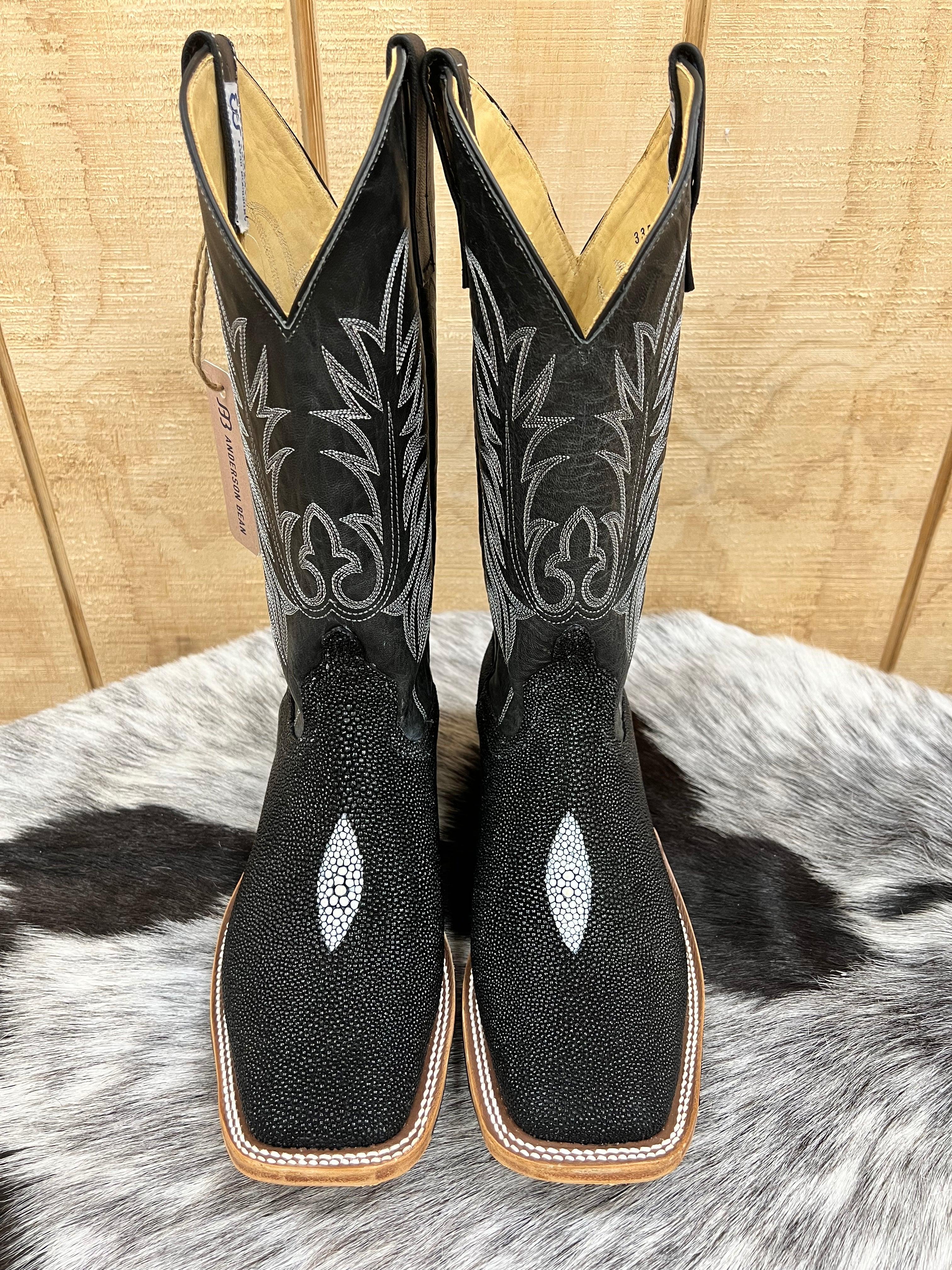 Anderson Bean Men s Black Stingray 13 Square Toe Cowboy Boots 335355 338946 Painted Cowgirl Western Store