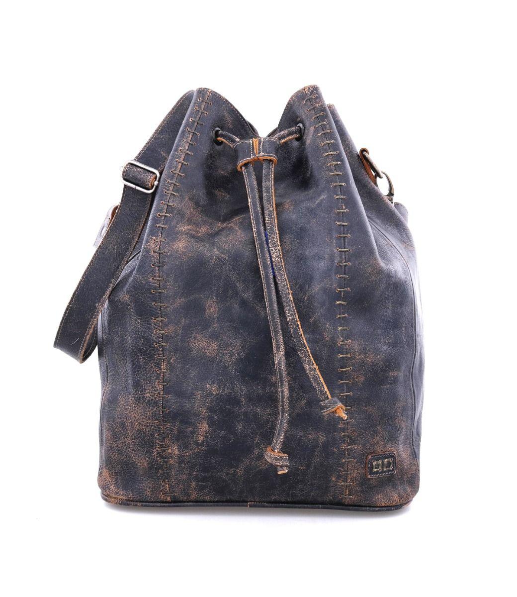 Bed Stu Eve Black Lux Leather Bucket Bag Purse A450230BKLX