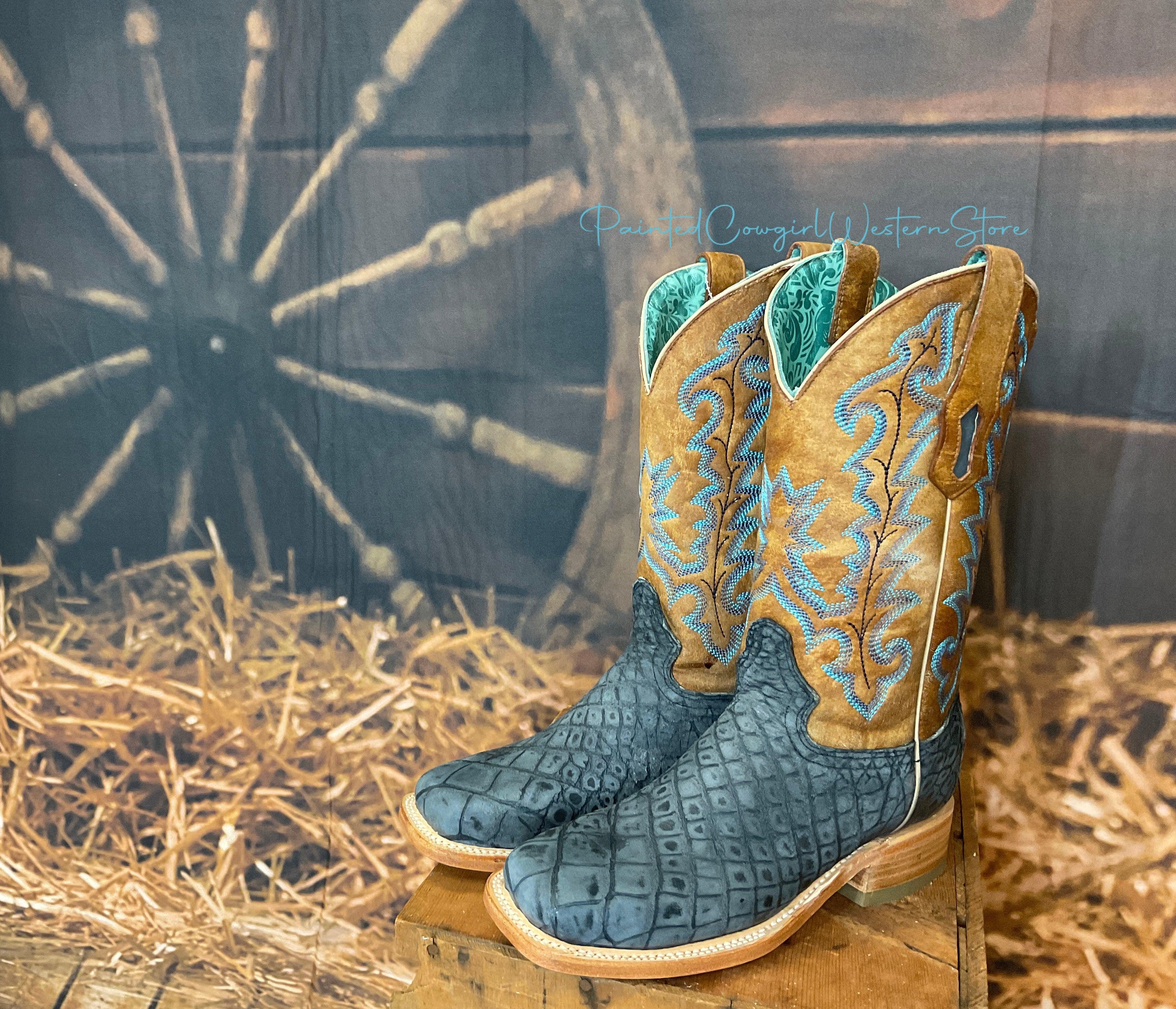 Blue cheap western boots