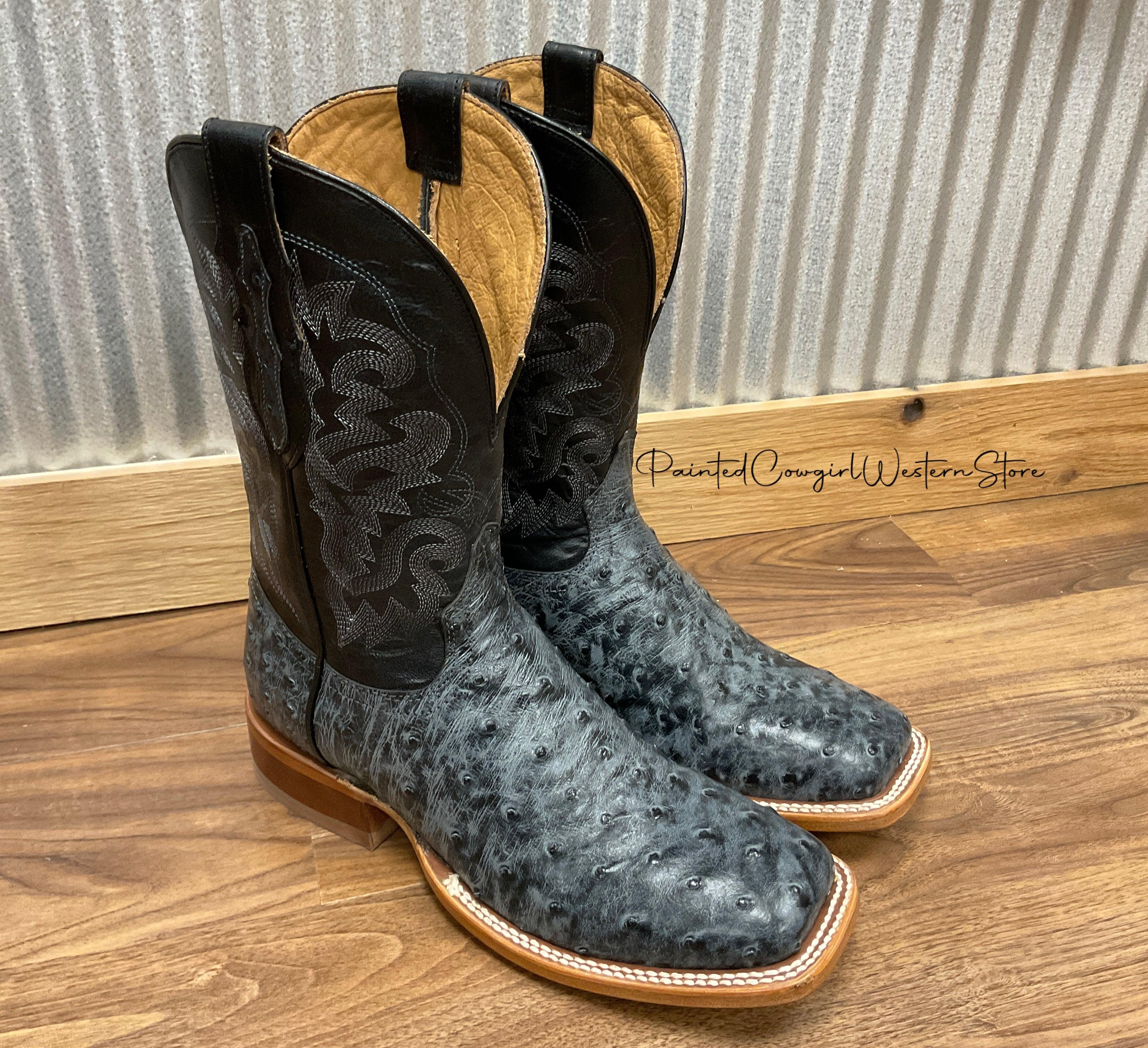 Tony lama full quill ostrich boots hot sale square toe