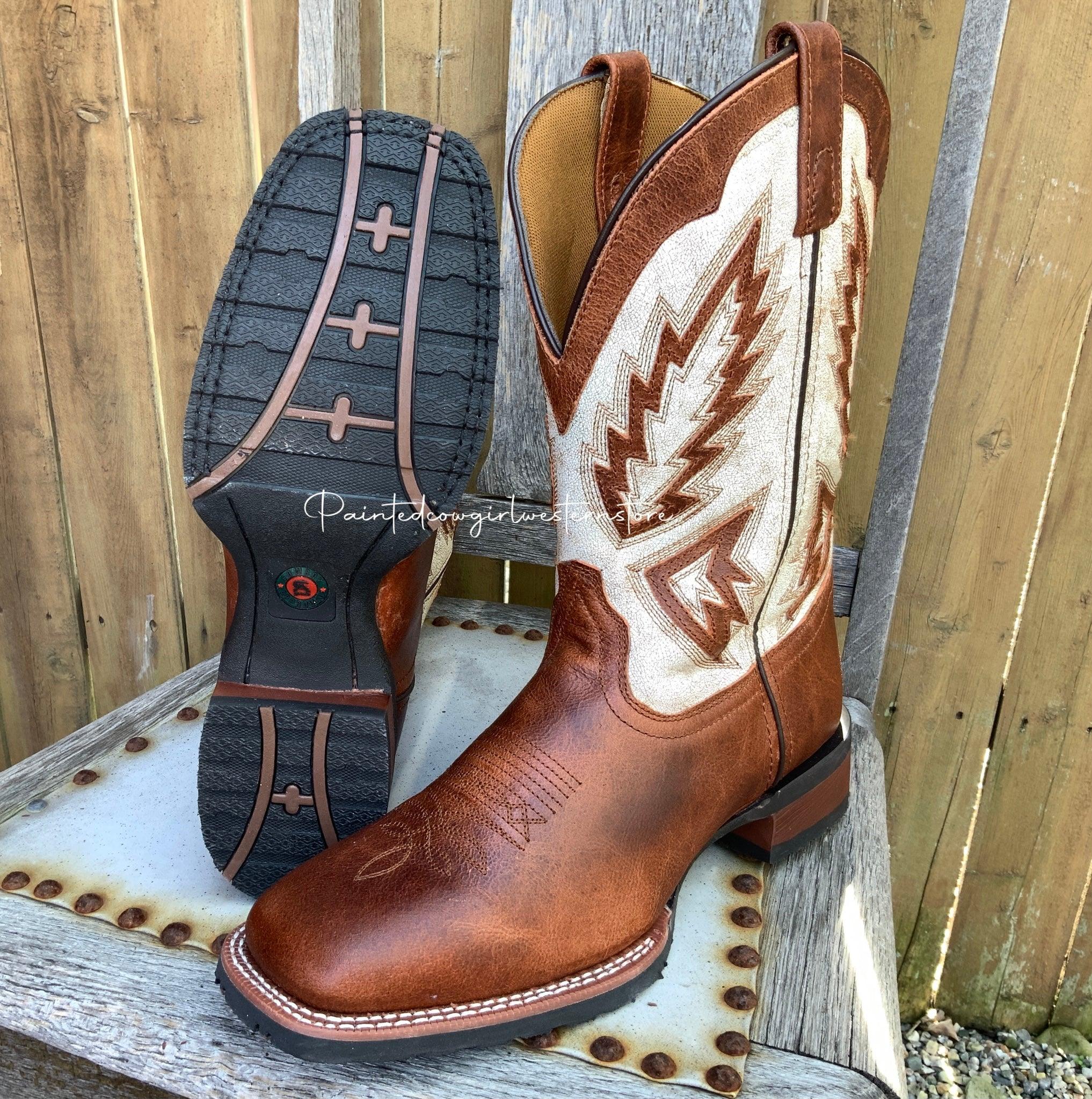 Laredo Men's Koufax Tan Leather Square Toe Cowboy Boots 7862