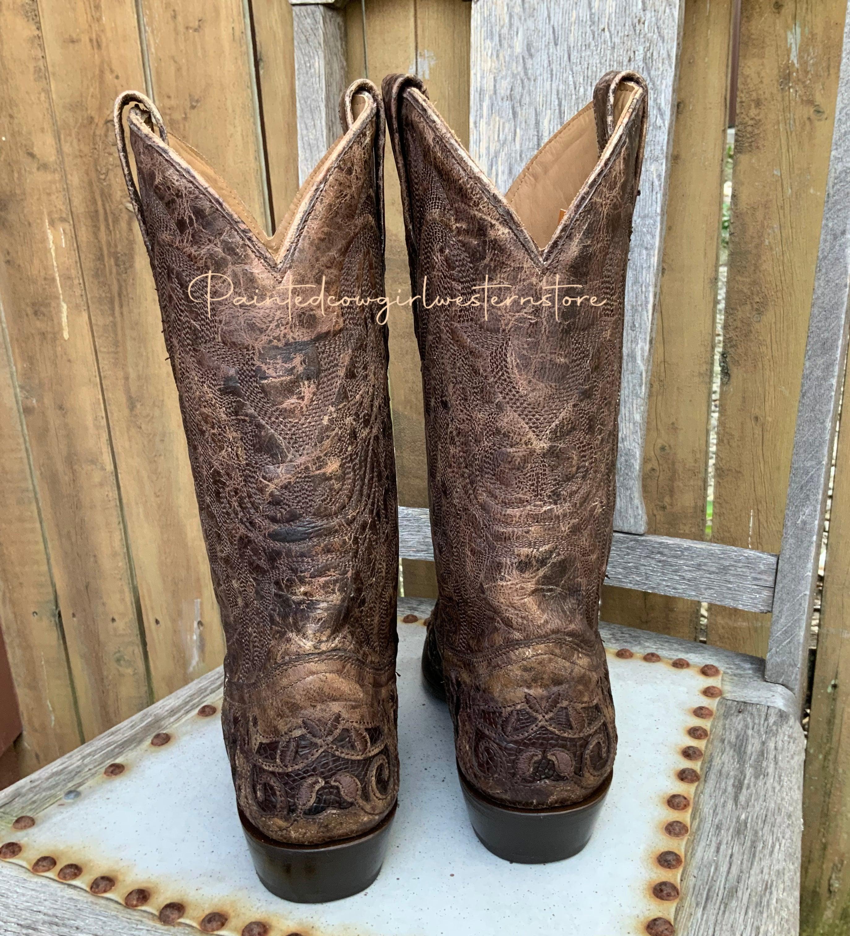 Retailer Old West Cowboy Boots 2Tone w/ Inlay SnipToe