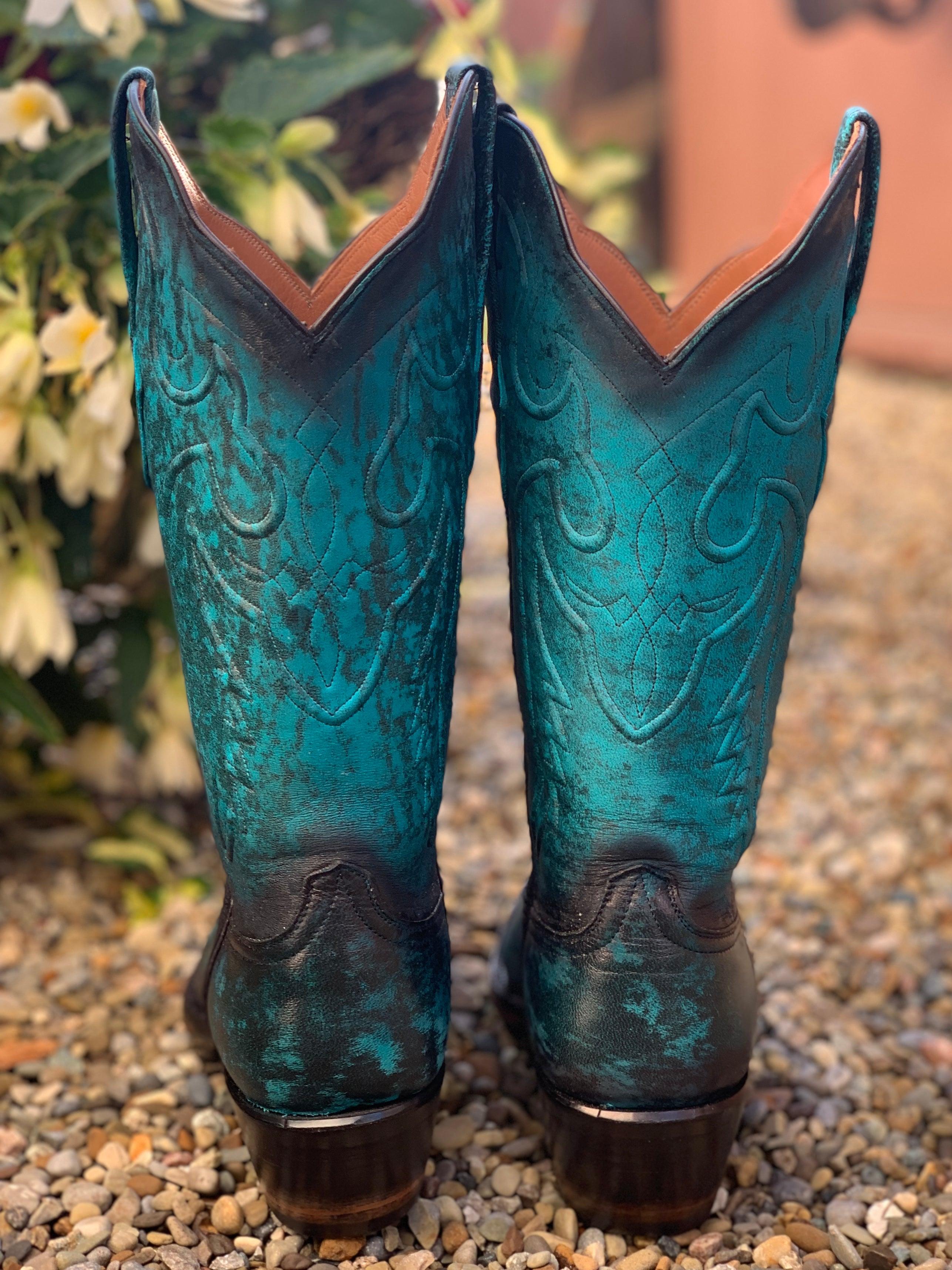 Black and turquoise store cowboy boots