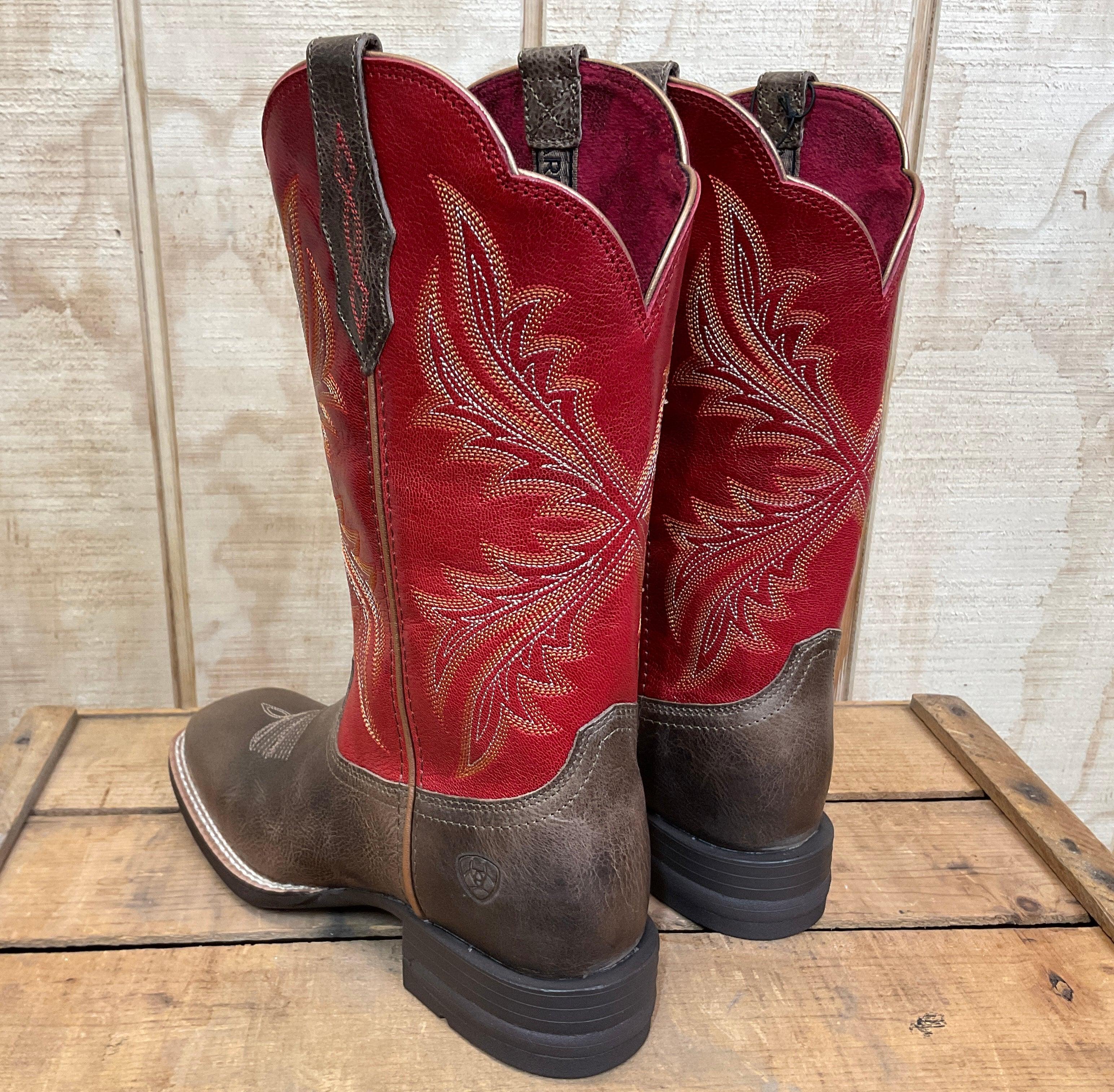 Ariat Women's West Bound Sable & Red Square Toe Cowgirl Boots