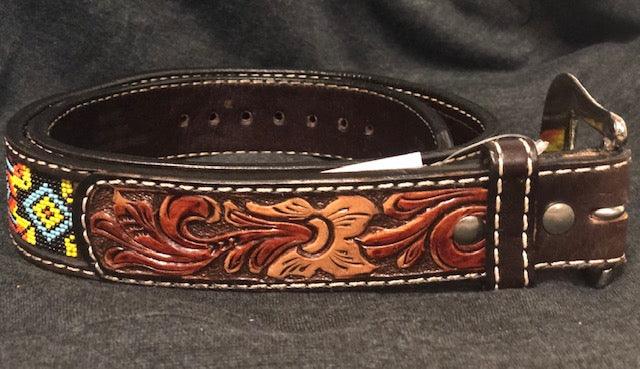 XRBK Twisted X Youth Barbed Wire Stitched Distressed Leather Belt