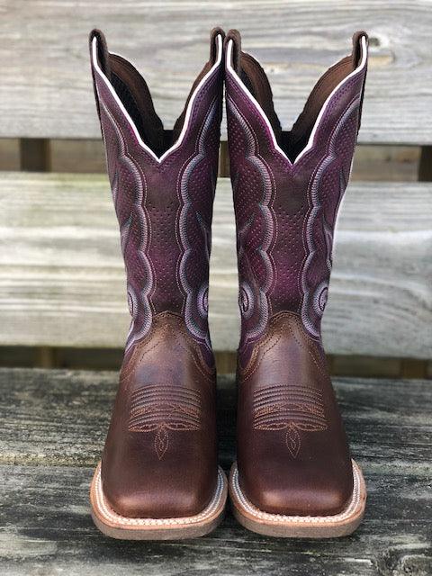 Durango Women's Rebel Pro Plum & Brown Wide Square Toe Cowgirl Boots DRD0377