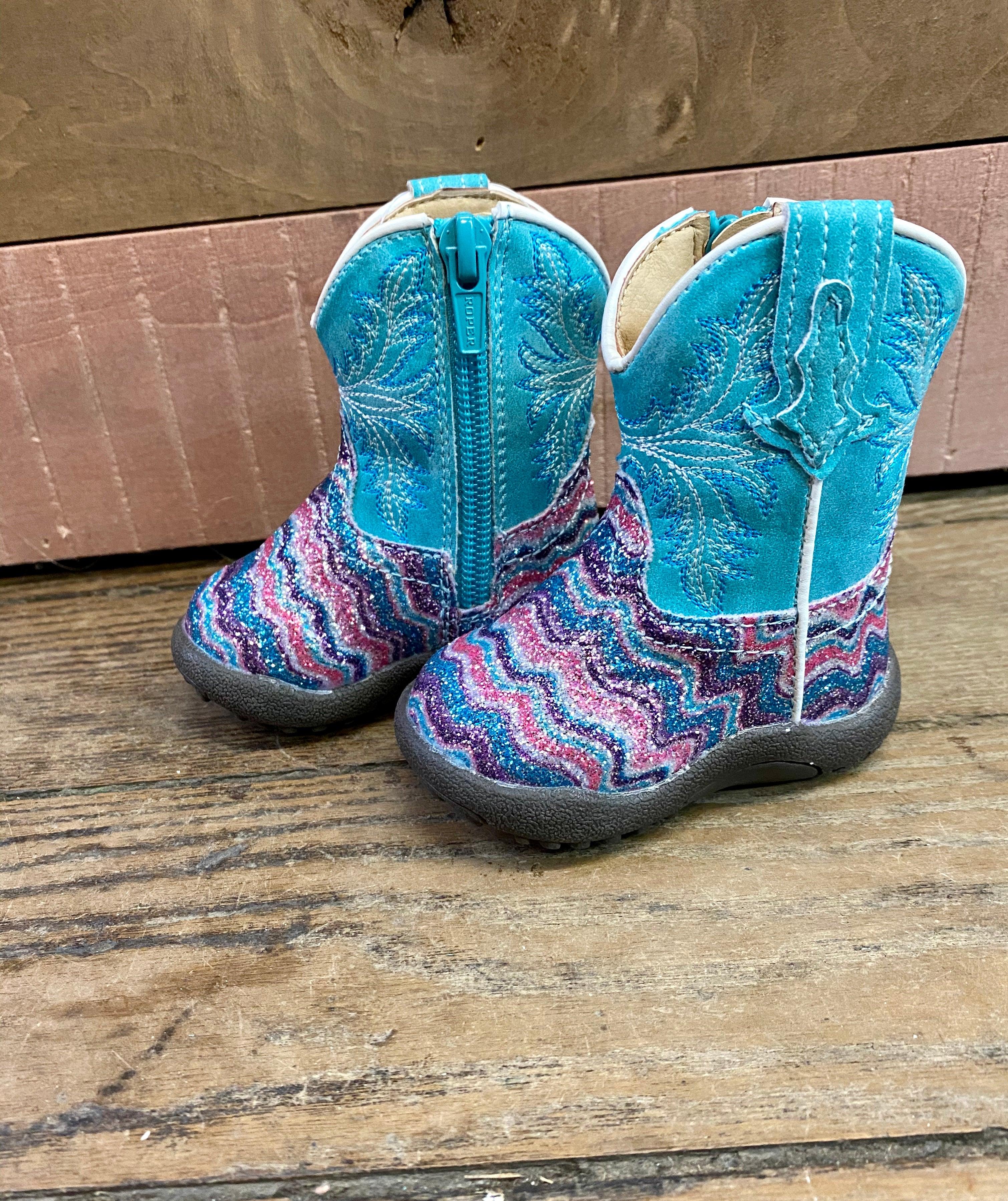 Roper Girl's Infant, Toddler and Children Aztec Glitter Square Toe