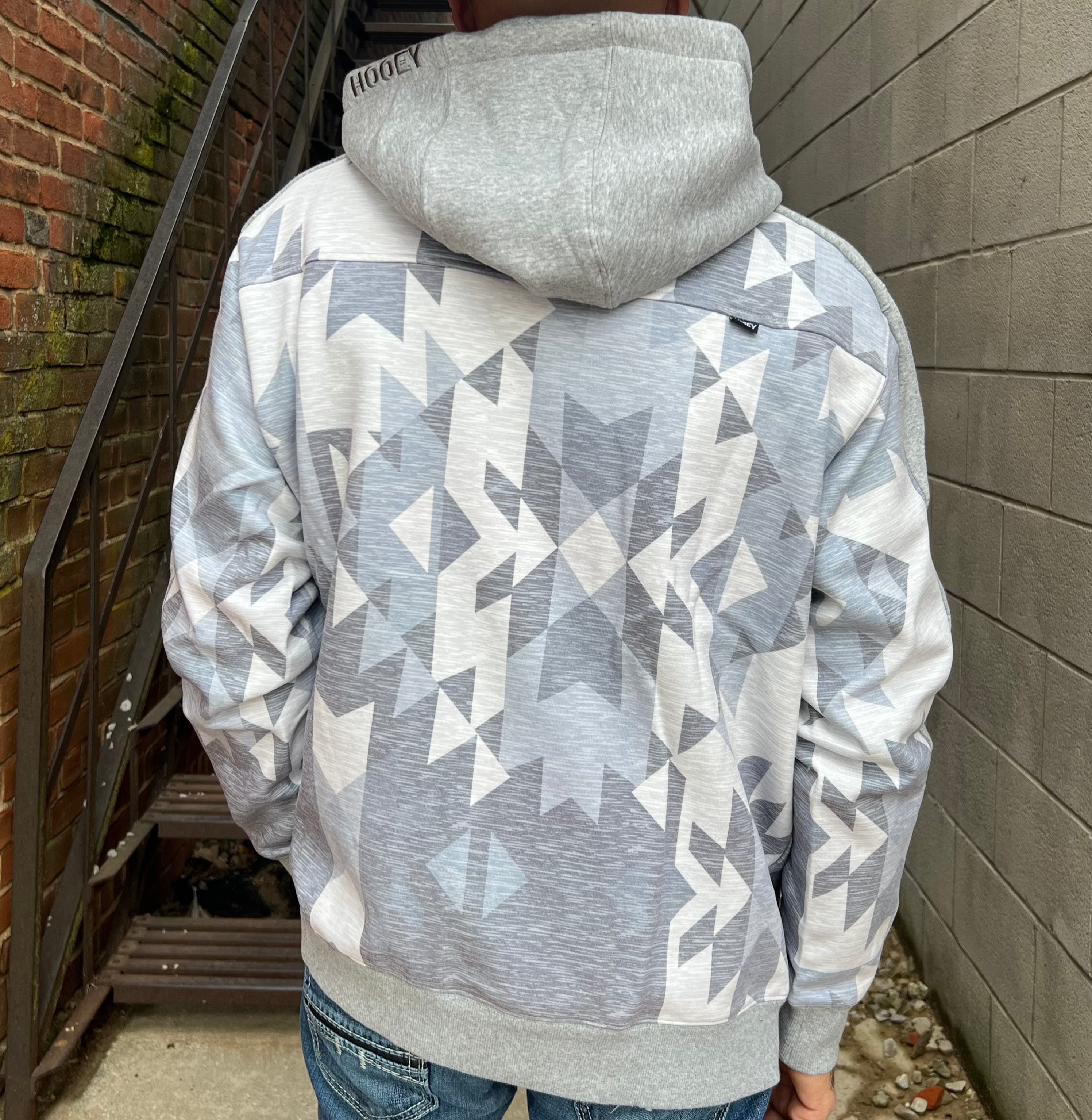 Hooey Men's Roughy West Grey & Aztec Sweatshirt Hoodie RH1157GYAZ – Wild  West Boot Store