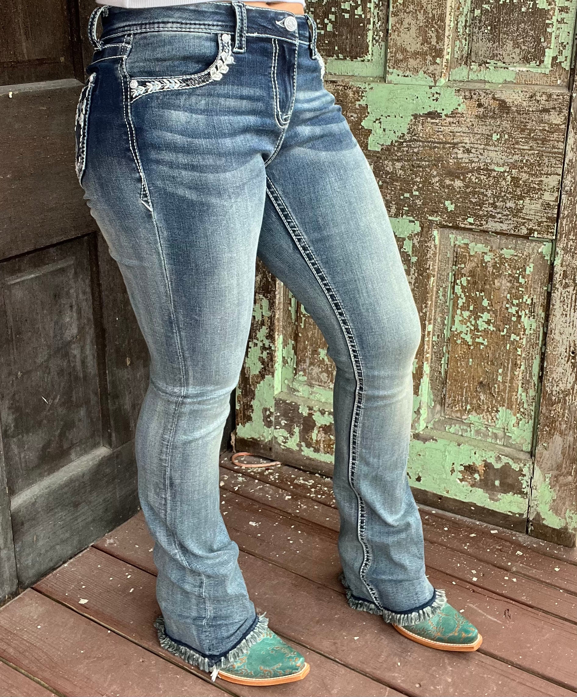 Grace in LA Women's Easy Fit Horseshoe Bootcut Jeans EBS549