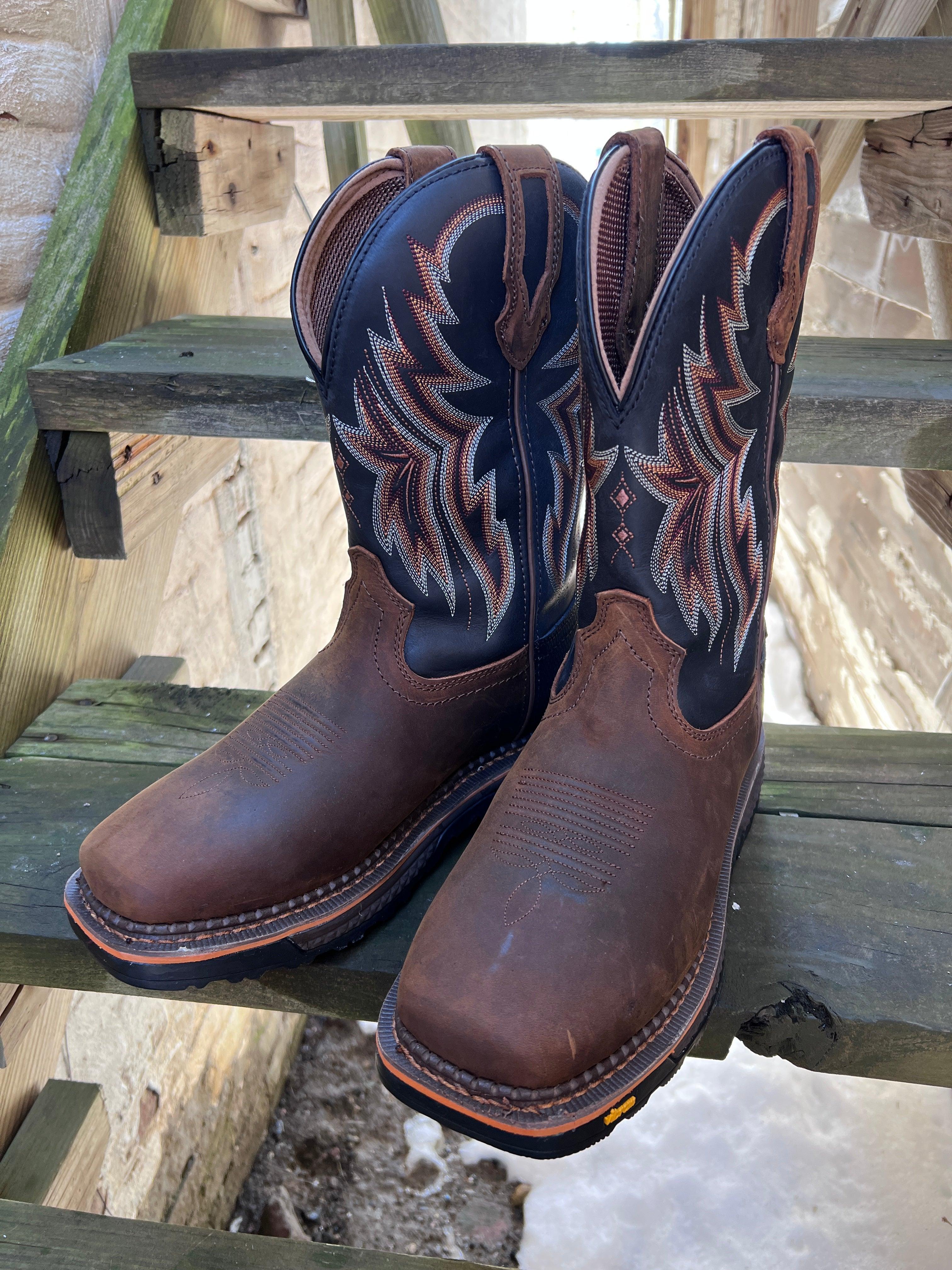 R. Watson Men s Peanut Cowhide Vibram Cowboy Work Boots RW1204W Painted Cowgirl Western Store