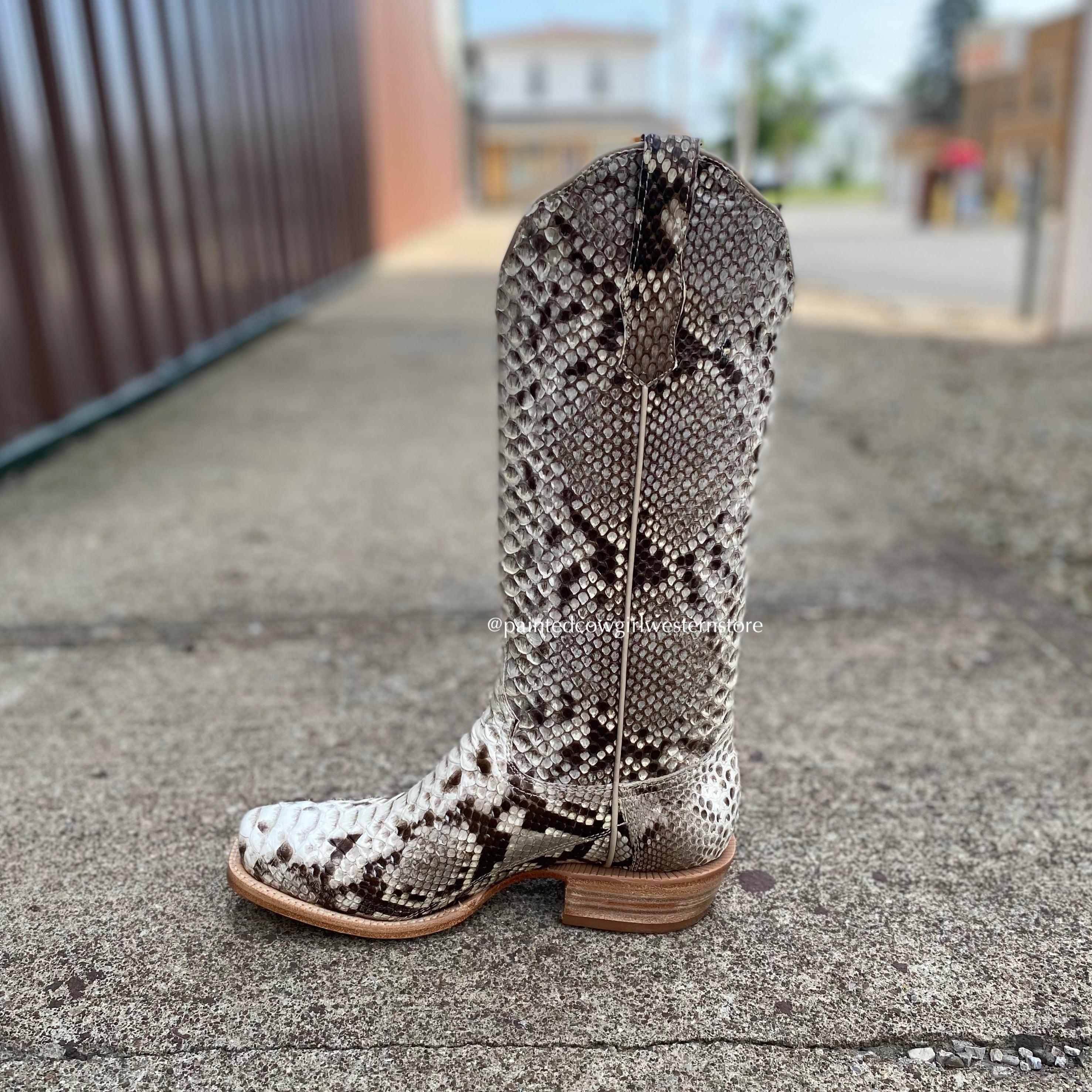 Square toe snakeskin cowboy hot sale boots