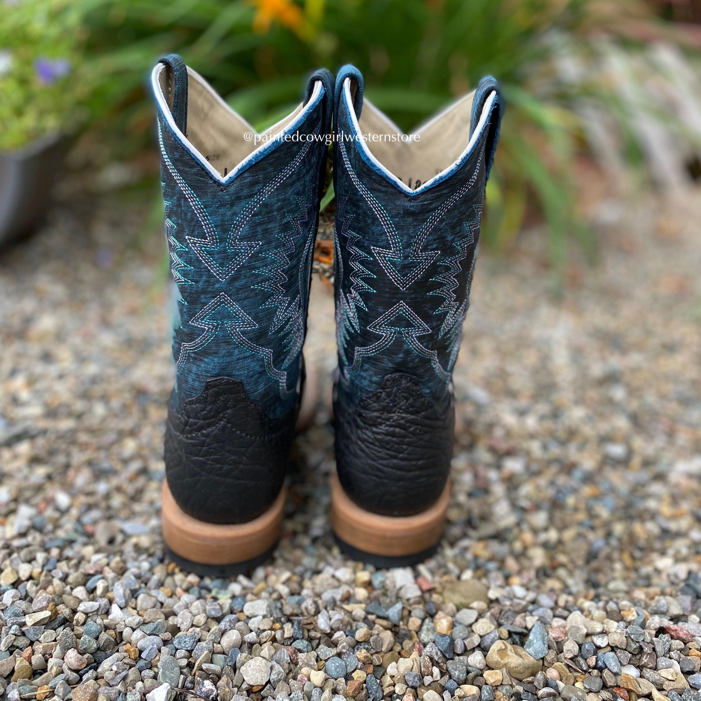 Horse Power Kids Western Boots Blue & Brown Boys popular SZ 1 HPK1836