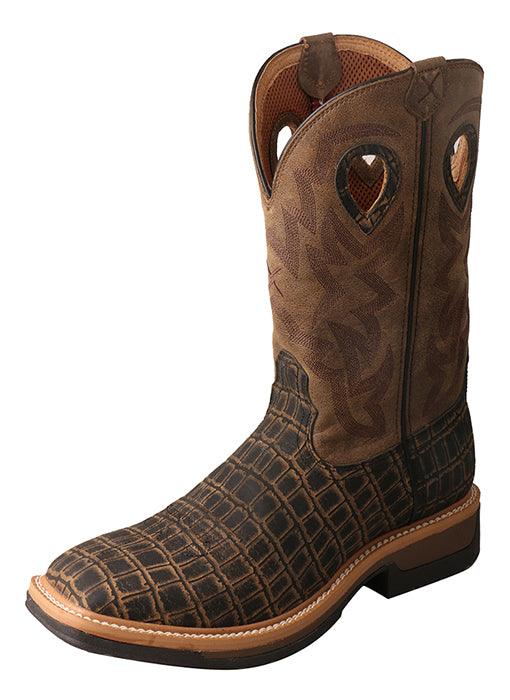 Twisted X Men's Caiman Print Square Alloy Toe Work Boots MLCA003 