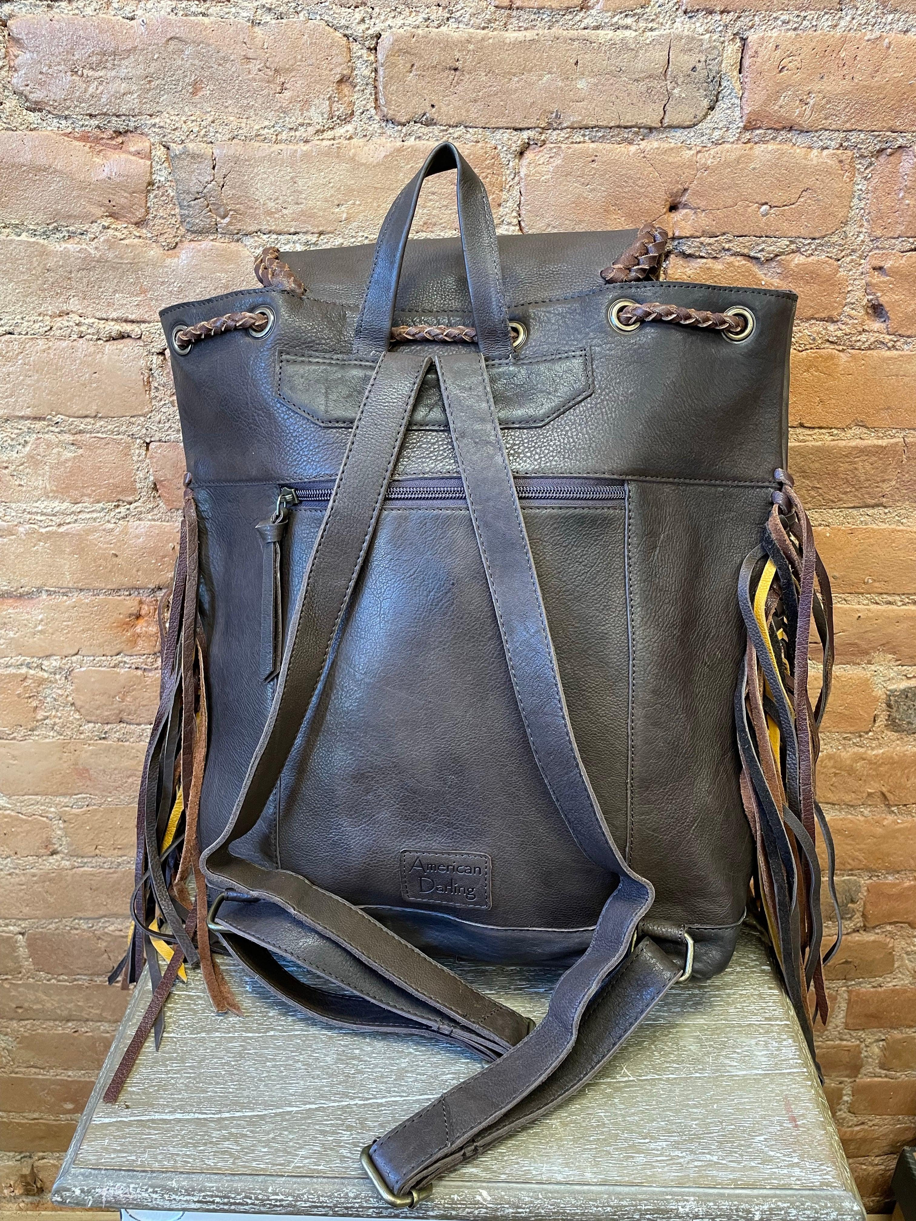 American Darling Leather Backpack w/ Braided Trim & Fringe