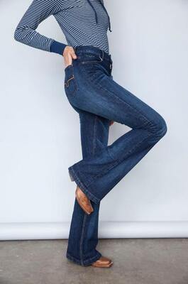 Ranch Dress'n Women's Mudcloth Print High Rise Super Flare Jeans
